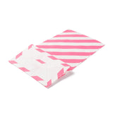 100 pc Rectangle Kraft Paper Bags, None Handles, Gift Bags, Stripe Pattern, Hot Pink, 13x8x24cm