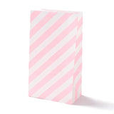 100 pc Rectangle Kraft Paper Bags, None Handles, Gift Bags, Stripe Pattern, Pink, 13x8x24cm