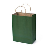 10 pc Pure Color Paper Bags, Gift Bags, Shopping Bags, with Handles, Rectangle, Green, 28x21x11cm