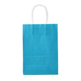 30 pc Kraft Paper Bags, Gift Bags, Shopping Bags, with Handles, Deep Sky Blue, 15x8x21cm