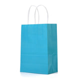 30 pc Kraft Paper Bags, Gift Bags, Shopping Bags, with Handles, Deep Sky Blue, 15x8x21cm