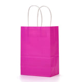 30 pc Kraft Paper Bags, Gift Bags, Shopping Bags, with Handles, Fuchsia, 15x8x21cm