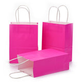 30 pc Kraft Paper Bags, Gift Bags, Shopping Bags, with Handles, Fuchsia, 15x8x21cm