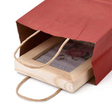 30 pc Kraft Paper Bags, Gift Bags, Shopping Bags, with Handles, Dark Red, 15x8x21cm