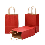 30 pc Kraft Paper Bags, Gift Bags, Shopping Bags, with Handles, Dark Red, 15x8x21cm