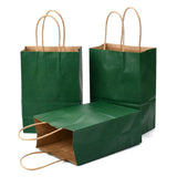 30 pc Kraft Paper Bags, Gift Bags, Shopping Bags, with Handles, Dark Green, 15x8x21cm