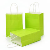 30 pc Kraft Paper Bags, Gift Bags, Shopping Bags, with Handles, Green Yellow, 15x8x21cm