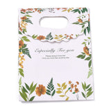 15 pc Rectangle Paper Flip Gift Bags, with Handle & Word & Leaf Pattern, Shopping Bags, White, 12.3x6x16.1cm