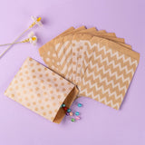 1 Bag 100Pcs 4 Patterns Eco-Friendly Kraft Paper Bags, No Handles, for Food Storage Bags, Gift Bags, Shopping Bags, with Diagonal Stripe/Star/Polka Dot/Wave Pattern, 18x13cm, 25pcs/pattern