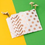 1 Bag 100Pcs 4 Patterns Eco-Friendly Kraft Paper Bags, No Handles, for Food Storage Bags, Gift Bags, Shopping Bags, with Diagonal Stripe/Star/Polka Dot/Wave Pattern, 18x13x0.01cm, 25pcs/pattern