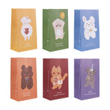 1 Set Magibeads 12Pcs 6 Style Rectangle Paper Bags, Animal Pattern with Stickers, Storage Bags, Wedding Party Birthday Gift Bag, Mixed Color, 26.7x15.1x9.7cm, 2pcs/style