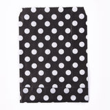 100 pc Kraft Paper Bags, No Handles, Food Storage Bags, Polka Dot Pattern, Black, 18x13cm