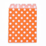 100 pc Kraft Paper Bags, No Handles, Food Storage Bags, Polka Dot Pattern, Orange, 18x13cm