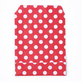 100 pc Kraft Paper Bags, No Handles, Food Storage Bags, Polka Dot Pattern, Red, 18x13cm