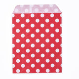 100 pc Kraft Paper Bags, No Handles, Food Storage Bags, Polka Dot Pattern, Red, 18x13cm