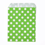 100 pc Kraft Paper Bags, No Handles, Food Storage Bags, Polka Dot Pattern, Green, 18x13cm