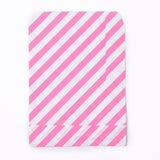 100 pc Kraft Paper Bags, No Handles, Food Storage Bags, Stripe Pattern, Pink, 18x13cm