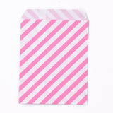 100 pc Kraft Paper Bags, No Handles, Food Storage Bags, Stripe Pattern, Pink, 18x13cm