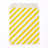 100 pc Kraft Paper Bags, No Handles, Food Storage Bags, Stripe Pattern, Yellow, 18x13cm