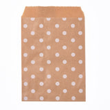 100 pc Kraft Paper Bags, No Handles, Food Storage Bags, BurlyWood, Polka Dot Pattern, 15x10cm