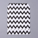 100 pc Kraft Paper Bags, No Handles, Food Storage Bags, White, Wave Pattern, Black, 18x13cm