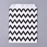 100 pc Kraft Paper Bags, No Handles, Food Storage Bags, White, Wave Pattern, Black, 18x13cm