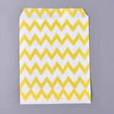 100 pc Kraft Paper Bags, No Handles, Food Storage Bags, White, Wave Pattern, Yellow, 18x13cm