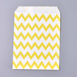 100 pc Kraft Paper Bags, No Handles, Food Storage Bags, White, Wave Pattern, Yellow, 18x13cm