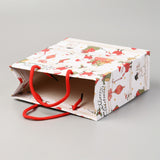 10 pc Christmas Themed Paper Bags, Square, for Jewelry Storage, Christmas Themed Pattern, 20x20x0.45cm