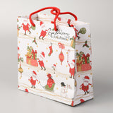 10 pc Christmas Themed Paper Bags, Square, for Jewelry Storage, Christmas Themed Pattern, 20x20x0.45cm