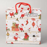 10 pc Christmas Themed Paper Bags, Square, for Jewelry Storage, Christmas Themed Pattern, 20x20x0.45cm