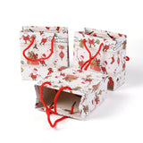 10 pc Christmas Themed Paper Bags, Square, for Jewelry Storage, Christmas Themed Pattern, 20x20x0.45cm