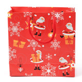 10 pc Christmas Themed Paper Bags, Square, for Jewelry Storage, Christmas Themed Pattern, 20x20x0.45cm