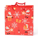 10 pc Christmas Themed Paper Bags, Square, for Jewelry Storage, Christmas Themed Pattern, 20x20x0.45cm