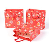 10 pc Christmas Themed Paper Bags, Square, for Jewelry Storage, Christmas Themed Pattern, 20x20x0.45cm