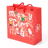 10 pc Christmas Themed Paper Bags, Square, for Jewelry Storage, Christmas Themed Pattern, 20x20x0.45cm