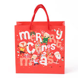 10 pc Christmas Themed Paper Bags, Square, for Jewelry Storage, Christmas Themed Pattern, 20x20x0.45cm