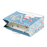 10 pc Christmas Themed Paper Bags, Rectangle with Snowman Pattern, for Jewelry Storage, Light Blue, 24.5x19.5x0.45cm