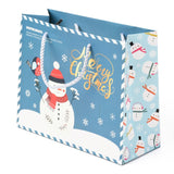 10 pc Christmas Themed Paper Bags, Rectangle with Snowman Pattern, for Jewelry Storage, Light Blue, 24.5x19.5x0.45cm