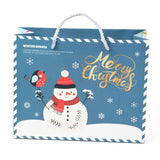 10 pc Christmas Themed Paper Bags, Rectangle with Snowman Pattern, for Jewelry Storage, Light Blue, 24.5x19.5x0.45cm