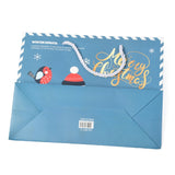 10 pc Christmas Themed Paper Bags, Rectangle with Snowman Pattern, for Jewelry Storage, Light Blue, 24.5x19.5x0.45cm