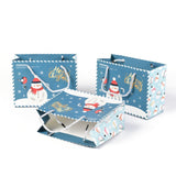 10 pc Christmas Themed Paper Bags, Rectangle with Snowman Pattern, for Jewelry Storage, Light Blue, 24.5x19.5x0.45cm