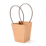 8 pc Trapezoid Kraft Paper Gift Bags with Plastic Haddles, BurlyWood, 39.4x17x1.9cm