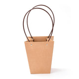 8 pc Trapezoid Kraft Paper Gift Bags with Plastic Haddles, BurlyWood, 39.4x17x1.9cm