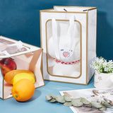 10 pc 10pcs Marbling Gift Paper Bags with Transparent Window, Flower Bouquet Gift Bags with Handles Tote Large Paper Gift Bags for Wedding, Bridal Shower, Valentine, Anniversary,30x20x16cm