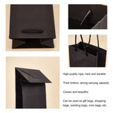 10 pc Kraft Paper Bags, Gift Bags, Shopping Bags, Wedding Bags, Red Wine Bags, Rectangle with Handles, Black, 35x17x9cm