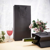 10 pc Kraft Paper Bags, Gift Bags, Shopping Bags, Wedding Bags, Red Wine Bags, Rectangle with Handles, Black, 35x17x9cm