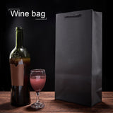 10 pc Kraft Paper Bags, Gift Bags, Shopping Bags, Wedding Bags, Red Wine Bags, Rectangle with Handles, Black, 35x17x9cm