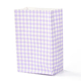 100 pc Rectangle with Tartan Pattern Paper Bags, No Handle, for Gift & Food Bags, Lavender, 23x15x0.1cm