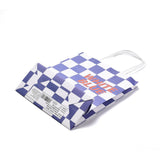 10 pc Plaid Paper Bags, with Handle, for Gift Bags and Shopping Bags, Rectangle, Dark Slate Blue, 18.2x8x20.9cm